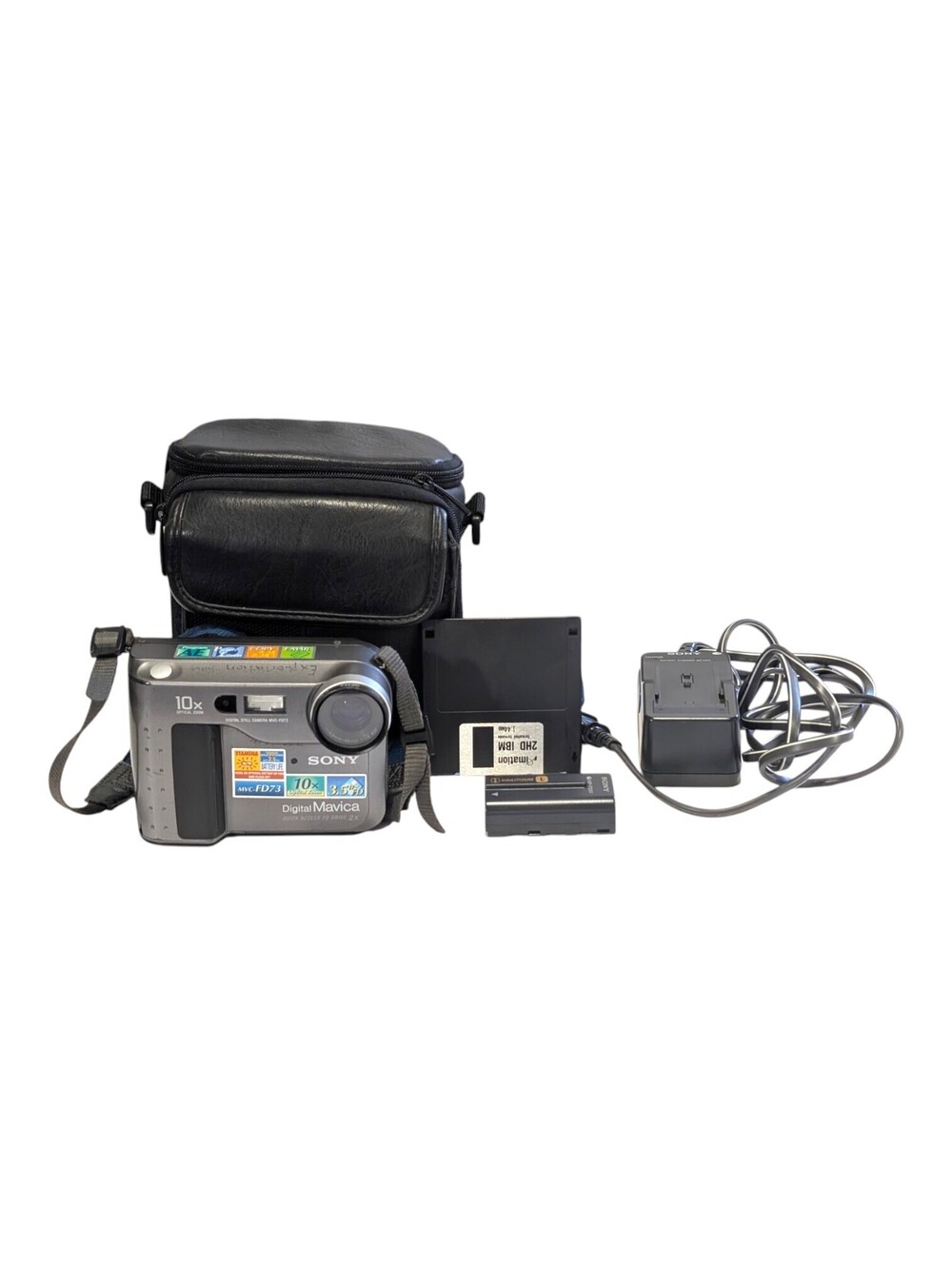 Sony Mavica MVC-FD73 Digital Camera 10x Zoom Works Floppy Disk Carry Case